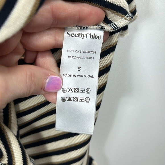 See By Chloe stripe flutter sleeve jersey dress size small - Picture 4 of 11